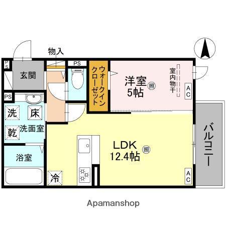 パサログランデ背戸口(1LDK/1階)の間取り写真