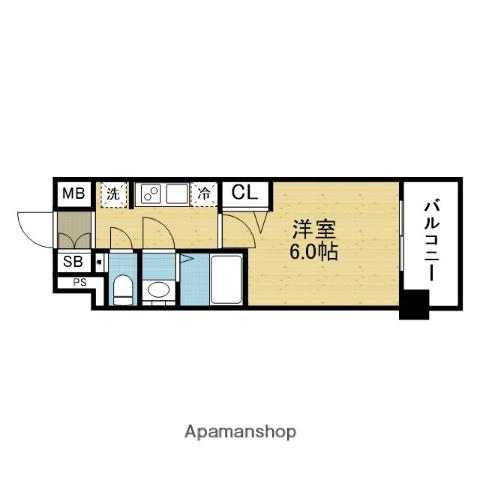 アドバンス大阪クラージュ(1K/6階)の間取り写真