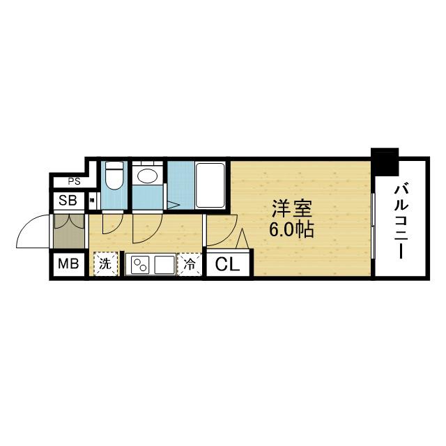 アドバンス大阪クラージュ(1K/7階)の間取り写真