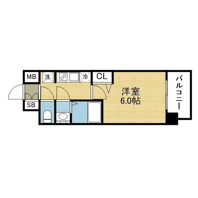 アドバンス大阪クラージュ(1K/6階)の間取り写真