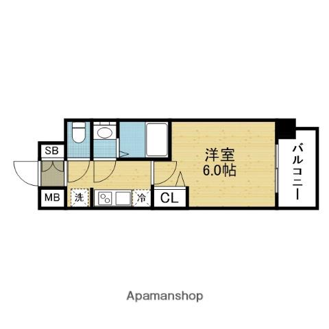 アドバンス大阪クラージュ(1K/6階)の間取り写真