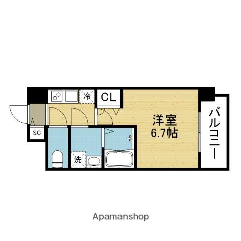 ワールドアイ大阪イースト CITY(1K/10階)の間取り写真