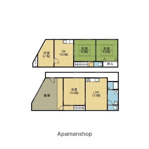 大阪メトロ千日前線 南巽駅 徒歩17分 2階建 築87年(4LDK)の間取り写真