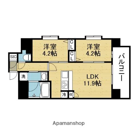スプランディッド玉造(2LDK/2階)の間取り写真