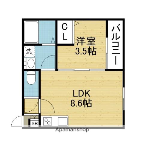 LE BLANC 南巽 TERRACE(1LDK/2階)の間取り写真