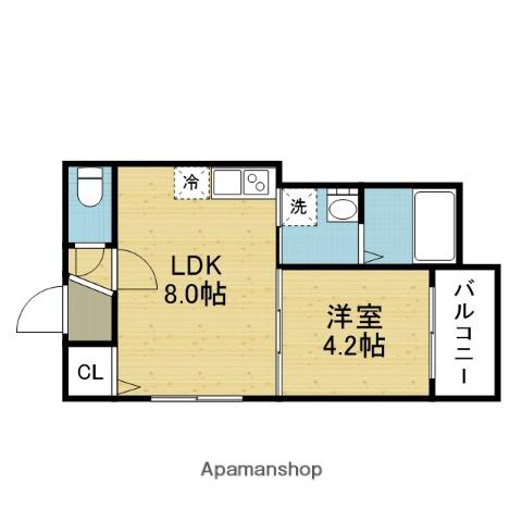 CUORE生野東(1LDK/2階)の間取り写真