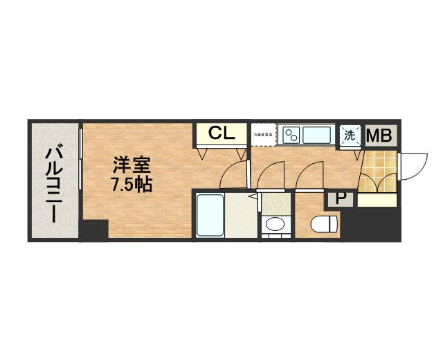 プレサンス北浜ラ・フェスタ(1K/5階)の間取り写真