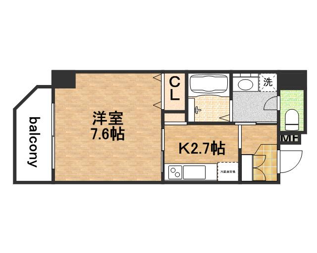 パウゼ大手前(1K/6階)の間取り写真