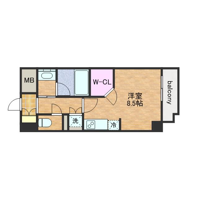 パークキューブ北浜(ワンルーム/5階)の間取り写真