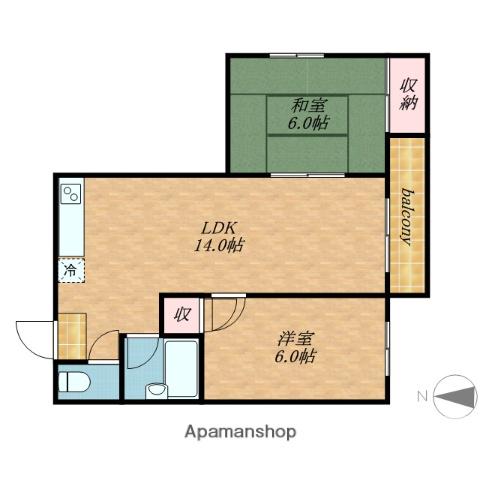 セピアコート(2LDK/5階)の間取り写真