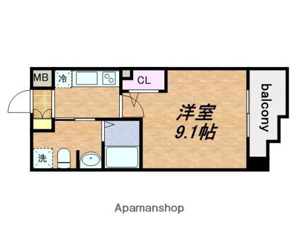 レジディア谷町(1K/14階)の間取り写真