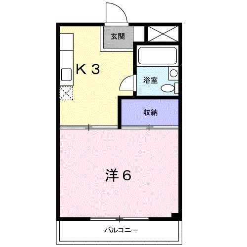 グリーンハイツカワムラⅢ(1K/2階)の間取り写真