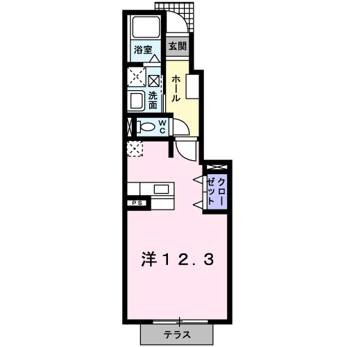ビーバンウエスト(ワンルーム/1階)の間取り写真