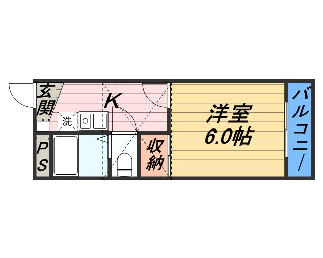 レオパレスクレール都島(1K/1階)の間取り写真