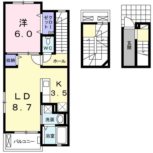 フェリチェート(1LDK/3階)の間取り写真