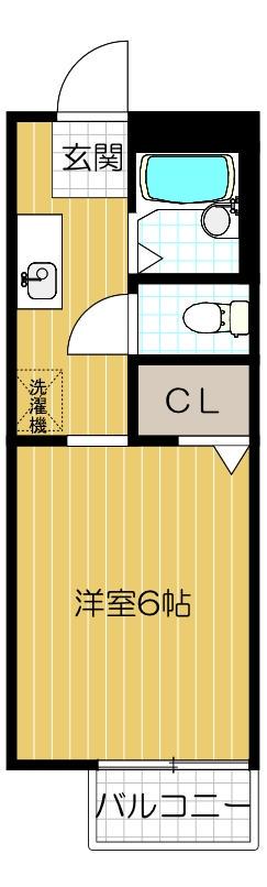 サウス柿木(1K/2階)の間取り写真