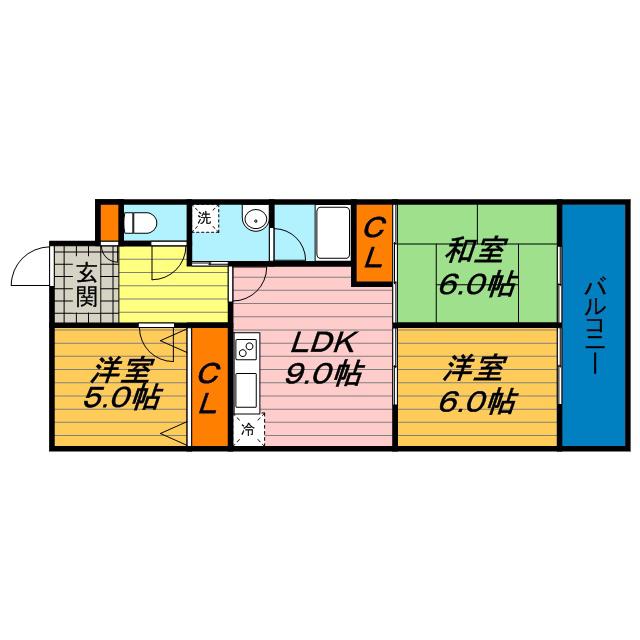 シャトーレイクルイーズ(3LDK/6階)の間取り写真