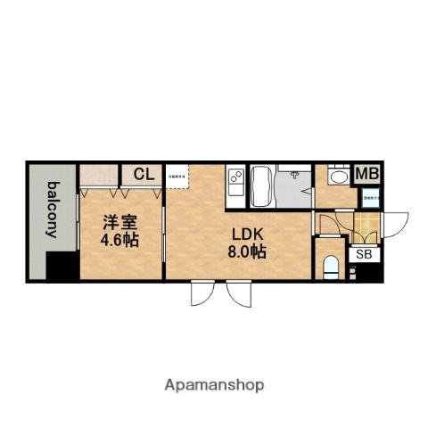 スワンズシティ谷町モデルノ(1LDK/11階)の間取り写真