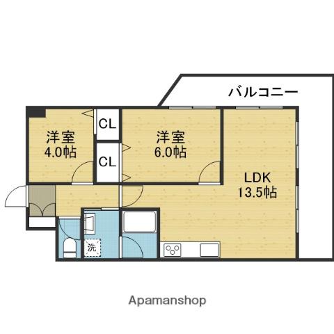 朝日プラザ夕陽ヶ丘3(3DK/5階)の間取り写真