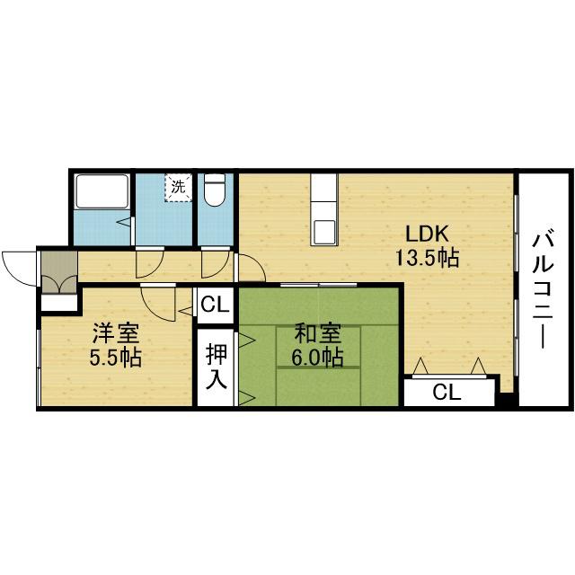 SENSE巽(2LDK/7階)の間取り写真