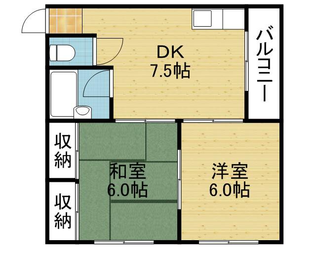ハイツニューコスモ(2DK/2階)の間取り写真