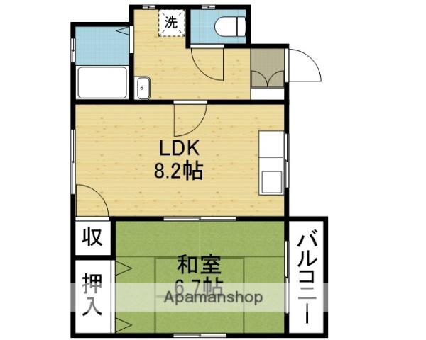 タマハイツ(1LDK/4階)の間取り写真