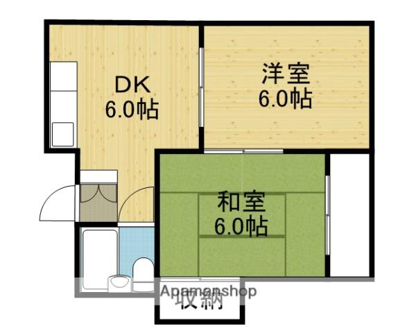 ロイヤルハイツ緑橋(2DK/4階)の間取り写真