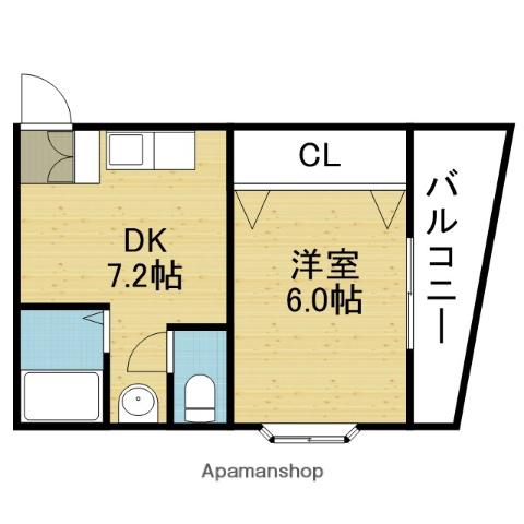 サンパークⅢ(1DK/4階)の間取り写真