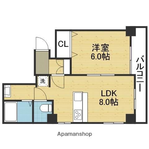 真田山エヌケイビル(1LDK/4階)の間取り写真