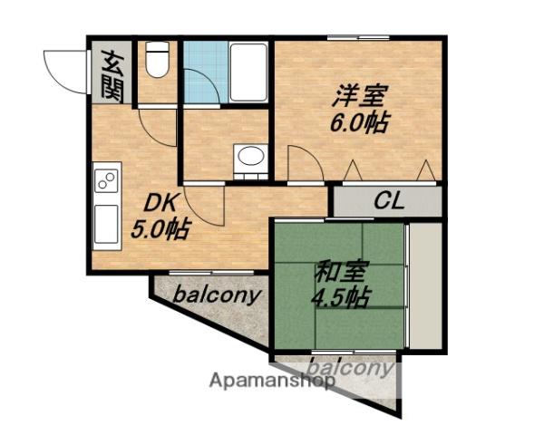 サンパークⅡ(2DK/4階)の間取り写真