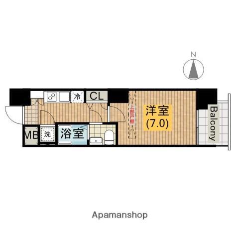 アドバンス上町台グレイス(1K/9階)の間取り写真