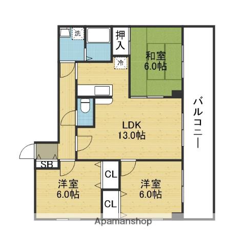 ビューテラス清水谷(3LDK/2階)の間取り写真