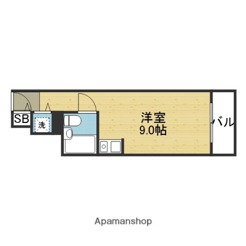 松屋町グランドハイツ(ワンルーム/14階)の間取り写真