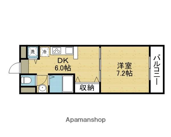 ヴェールカステージュ 深江北(1DK/3階)の間取り写真