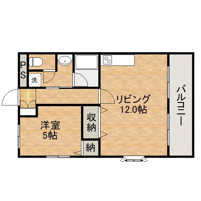 シャトー法円坂(1LDK/5階)の間取り写真