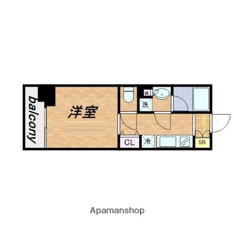 アスヴェル東本町Ⅱ(1K/3階)の間取り写真