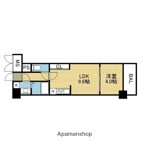 セレッソコート上本町イースト(1LDK/5階)の間取り写真