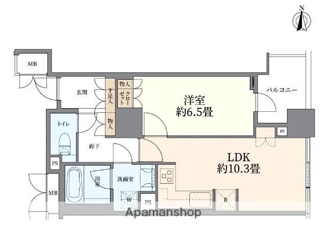 淀屋橋アップルタワーレジデンス(1LDK/21階)の間取り写真