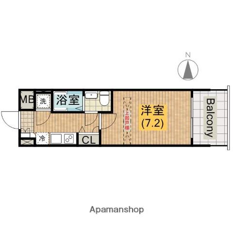 アドバンス上町台ラシュレ(1K/12階)の間取り写真