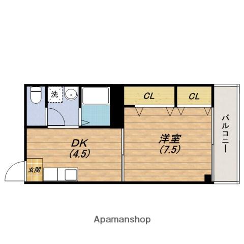 ウェーブ小橋(1DK/4階)の間取り写真