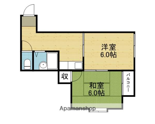 グランドハイツ玉津(2K/4階)の間取り写真