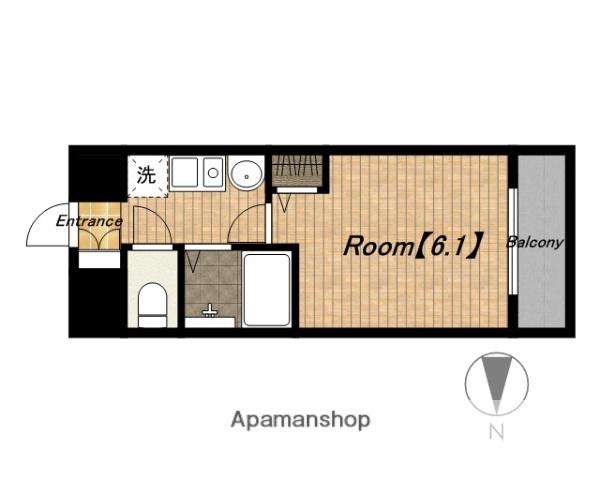 エステムコート四天王寺夕陽丘(1K/2階)の間取り写真