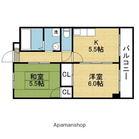 メゾンマツウラ(2K/4階)の間取り写真