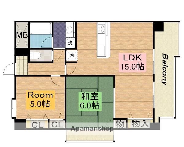 サンフラッツ東平(2LDK/7階)の間取り写真