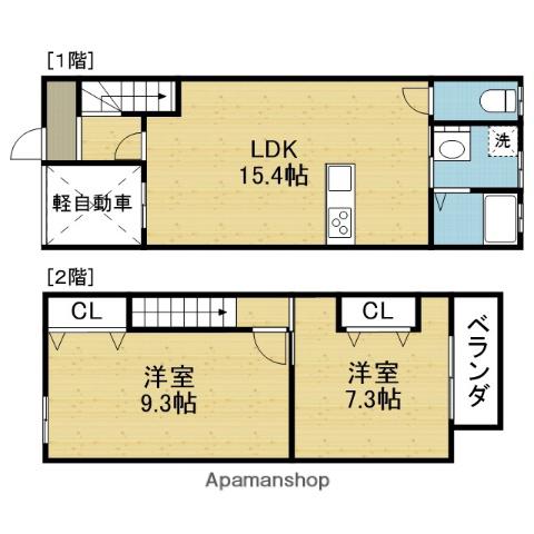 大阪メトロ千日前線 今里駅(大阪メトロ) 徒歩9分 2階建 築47年(2LDK)の間取り写真