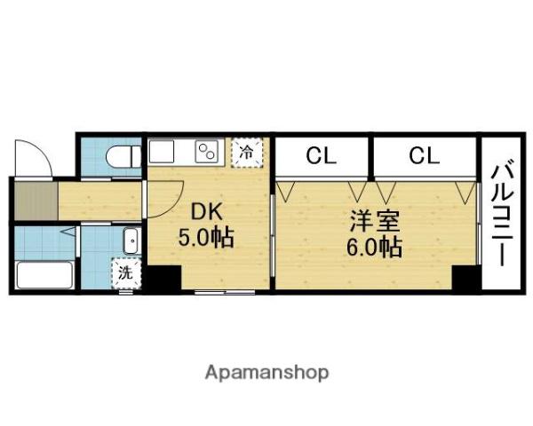 D.G.COURT(1DK/7階)の間取り写真