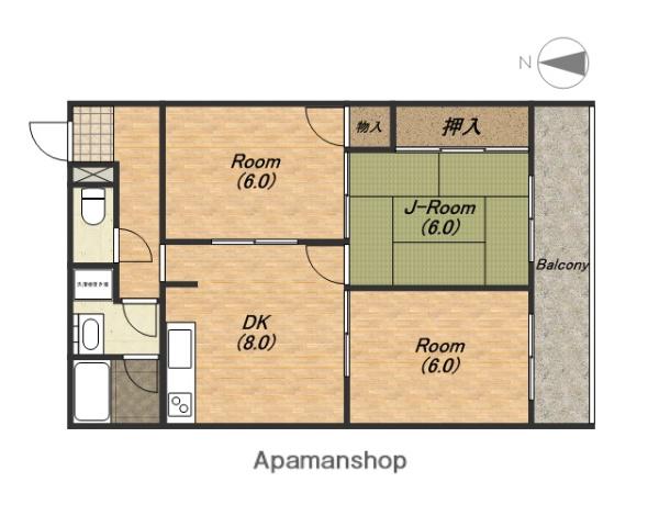 上汐ヴィラ(3DK/3階)の間取り写真