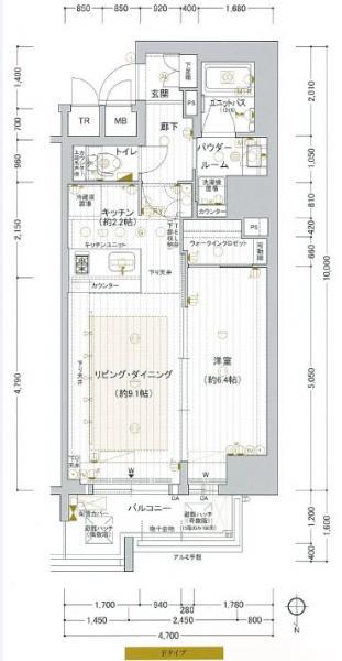 プレサンスNEO心斎橋(1LDK/13階)の間取り写真