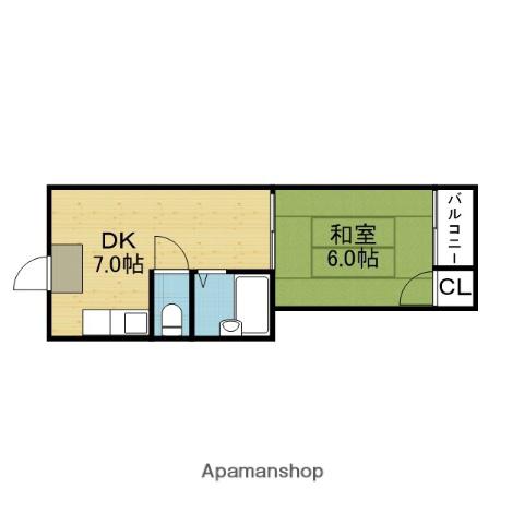 ヒルズ北巽(1DK/1階)の間取り写真