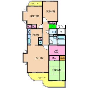 フェリーチェ深江橋2号館(3SLDK/3階)の間取り写真